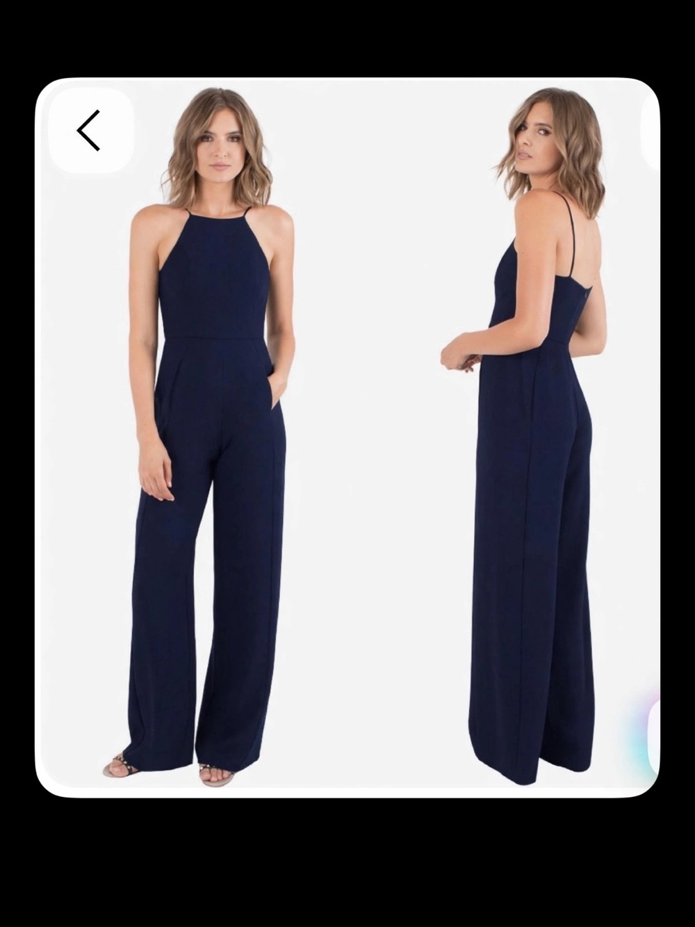 Black Halo Navy Halter Wide-Leg Jumpsuit